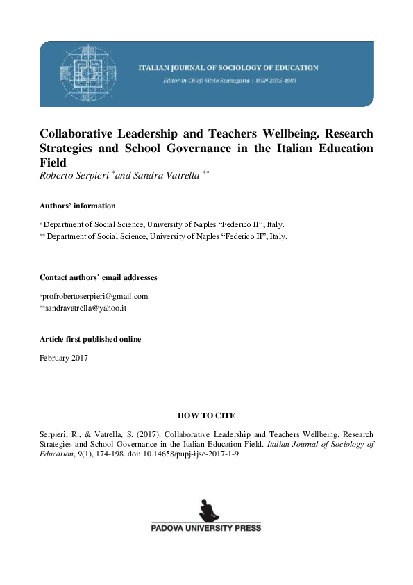 (PDF) Research Strategies and School Governance in the Italian ...