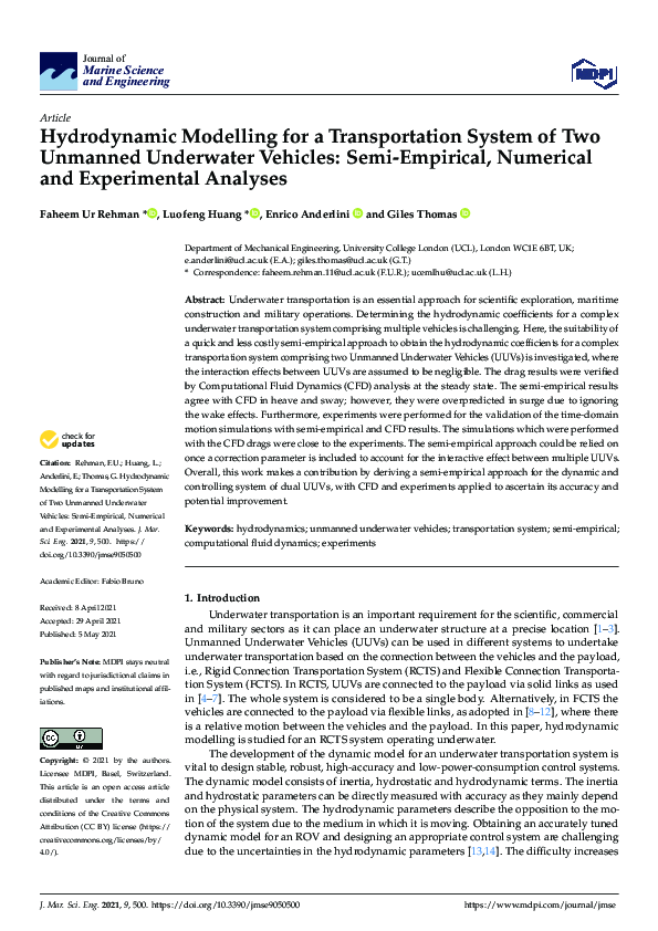 (PDF) Hydrodynamic Modelling for a Transportation System of Two ...