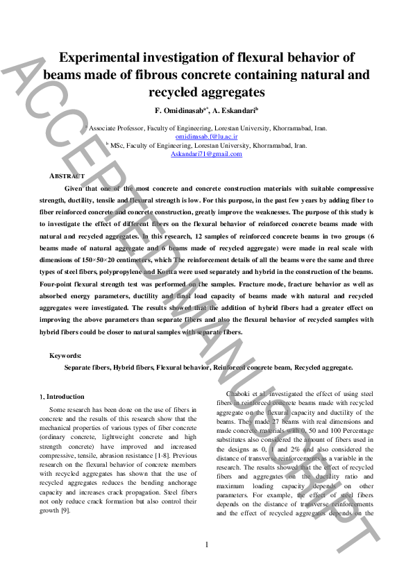 (PDF) Experimental investigation of flexural behavior of beams made of ...