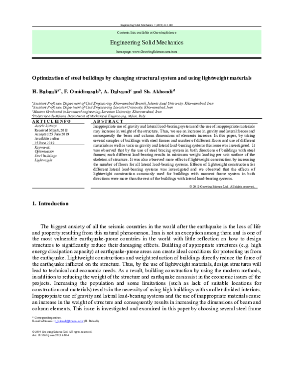 (PDF) Optimization of steel buildings by changing structural system and ...