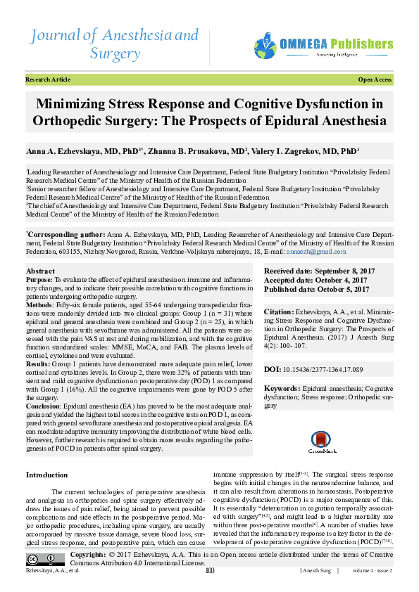 (PDF) Minimizing Stress Response and Cognitive Dysfunction in ...