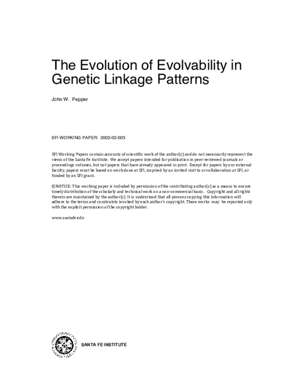 (PDF) The evolution of evolvability in genetic linkage patterns