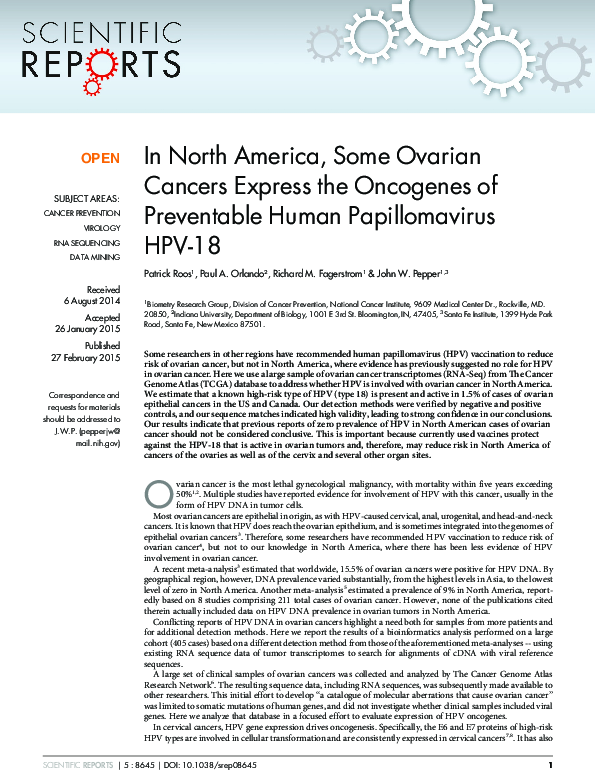 (PDF) In North America, Some Ovarian Cancers Express the Oncogenes of ...