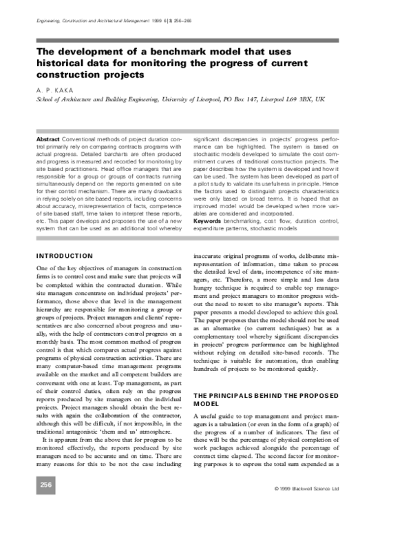 (PDF) The development of a benchmark model that uses historical data ...