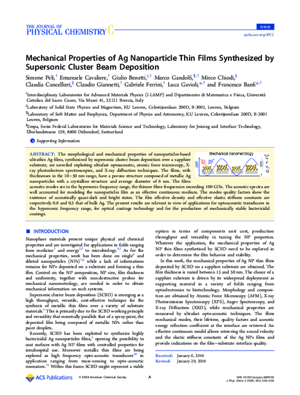 (PDF) Mechanical Properties of Ag Nanoparticle Thin Films Synthesized ...