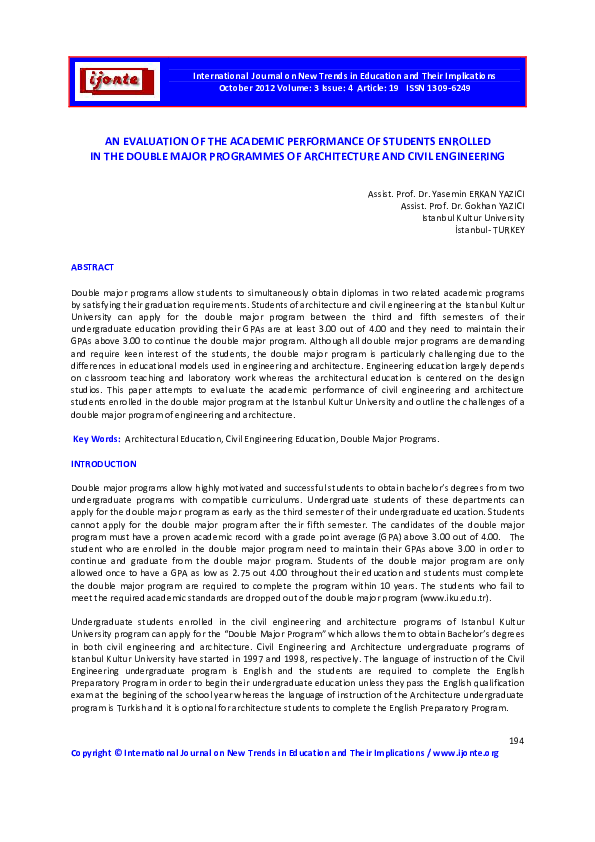 (PDF) An Evaluation of the Academic Performance of Students Enrolled in ...