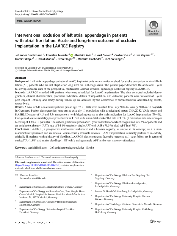 (PDF) Interventional occlusion of left atrial appendage in patients ...