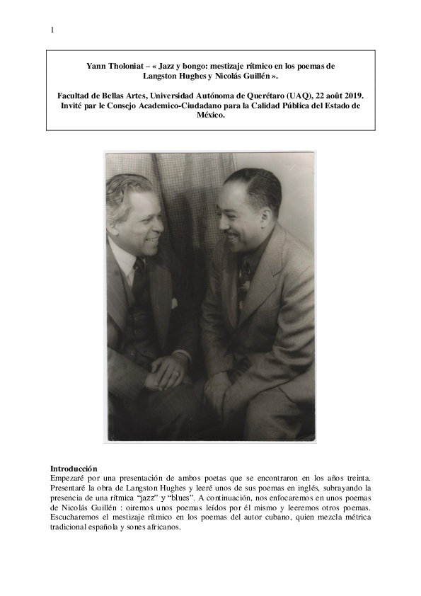 (PDF) Jazz y bongo mestizaje rítmico en los poemas de Langston Hughes