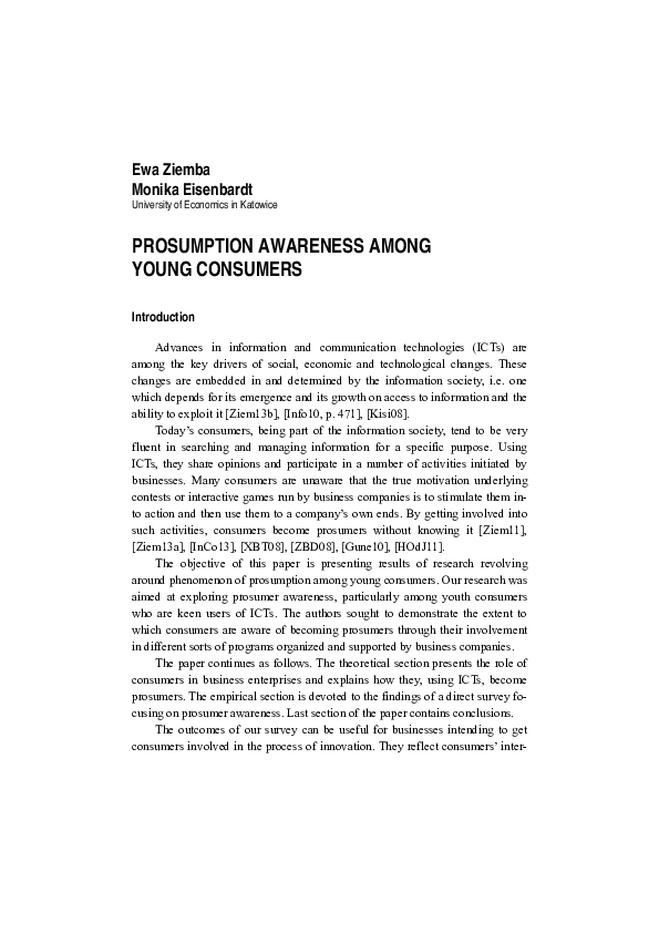 (PDF) Prosumption awareness among young consumers