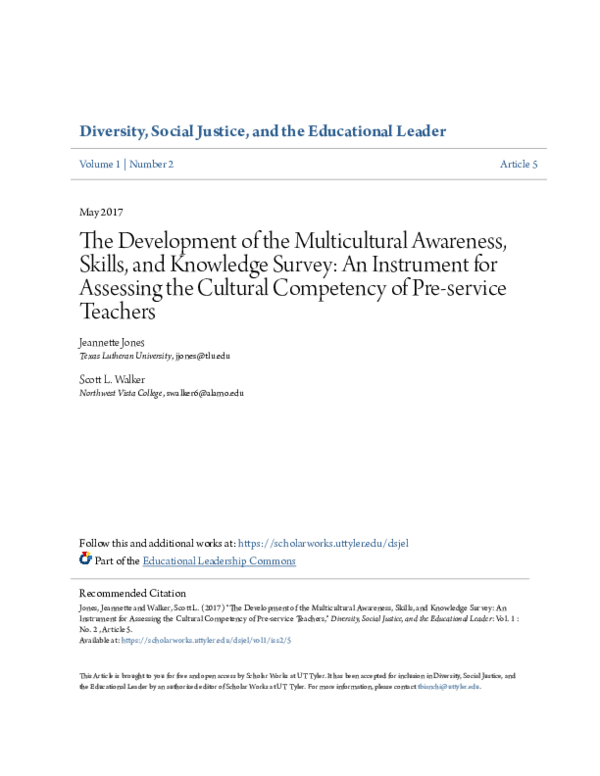 (PDF) The Development of the Multicultural Awareness, Skills, and ...