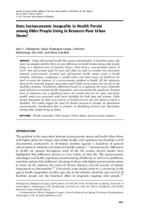(PDF) Does Socioeconomic Inequality in Health Persist among Older ...