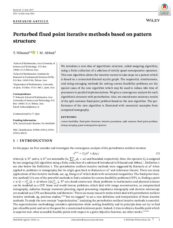(PDF) Perturbed fixed point iterative methods based on pattern structure