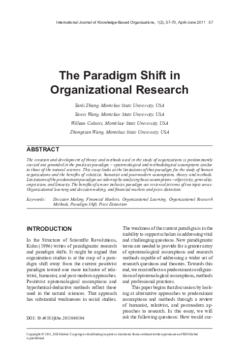 (PDF) The Paradigm Shift in Organizational Research