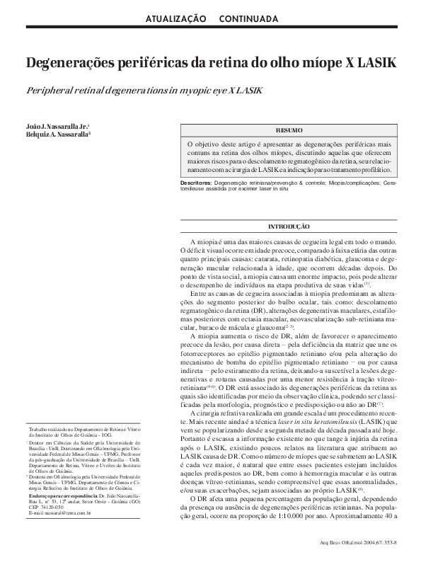 (PDF) Degenerações periféricas da retina do olho míope X LASIK