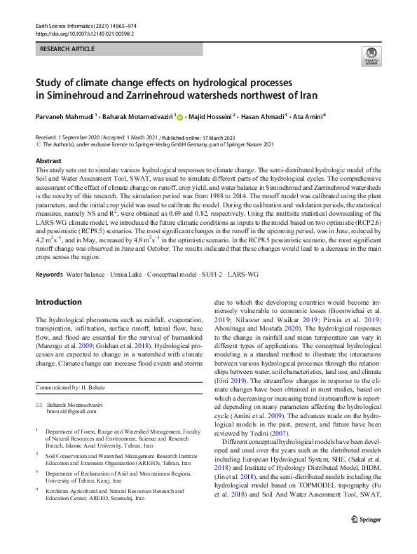 (PDF) Study of climate change effects on hydrological processes in ...