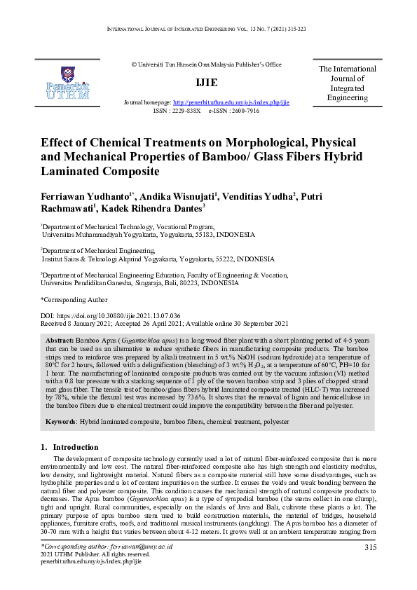 (DOC) Effect of Chemical Treatments on Morphological, Physical and ...
