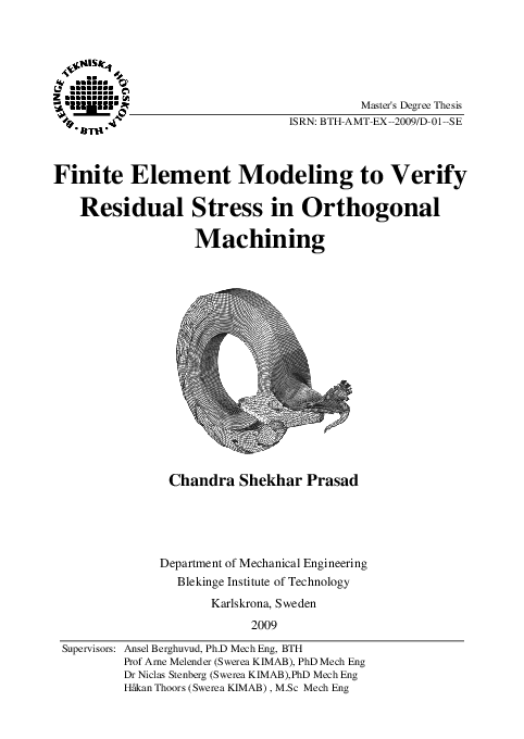 (PDF) Finite Element Modeling to Verify Residual Stress in Orthogonal ...
