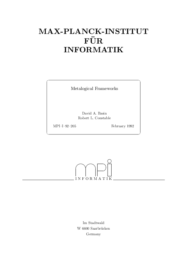 (PDF) Metalogical Frameworks