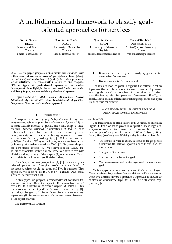 (PDF) A multidimensional framework to classify goal-oriented approaches ...
