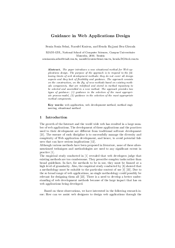 (PDF) Guidance in Web Applications Design
