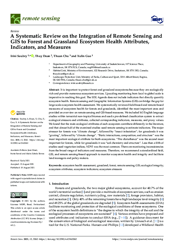 (PDF) A Systematic Review on the Integration of Remote Sensing and GIS ...