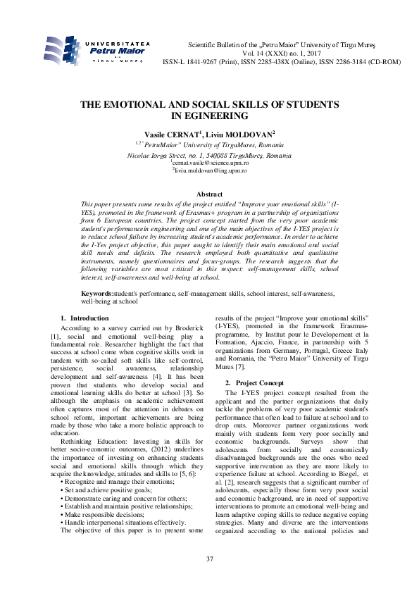 (PDF) The Emotional and Social Skills of Students in Engineering