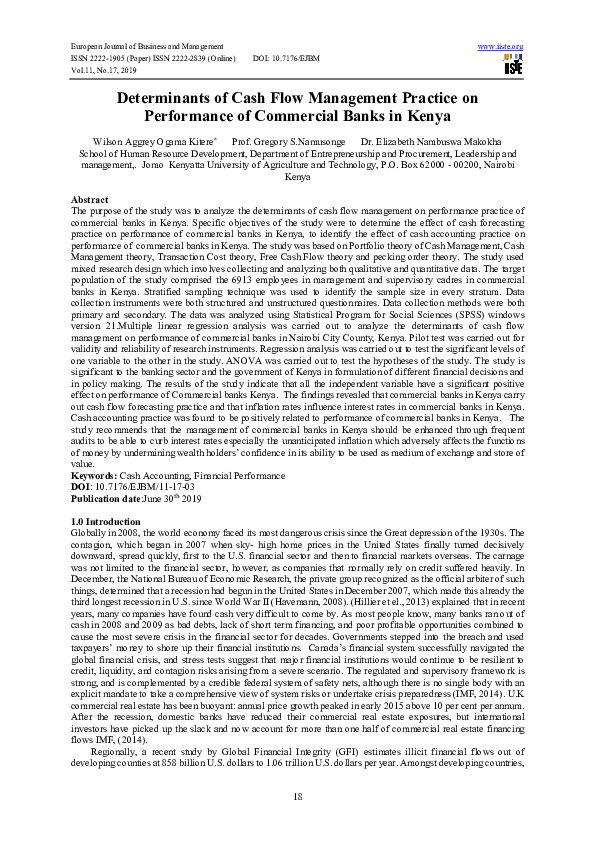 (PDF) Determinants of Cash Flow Management Practice on Performance of ...