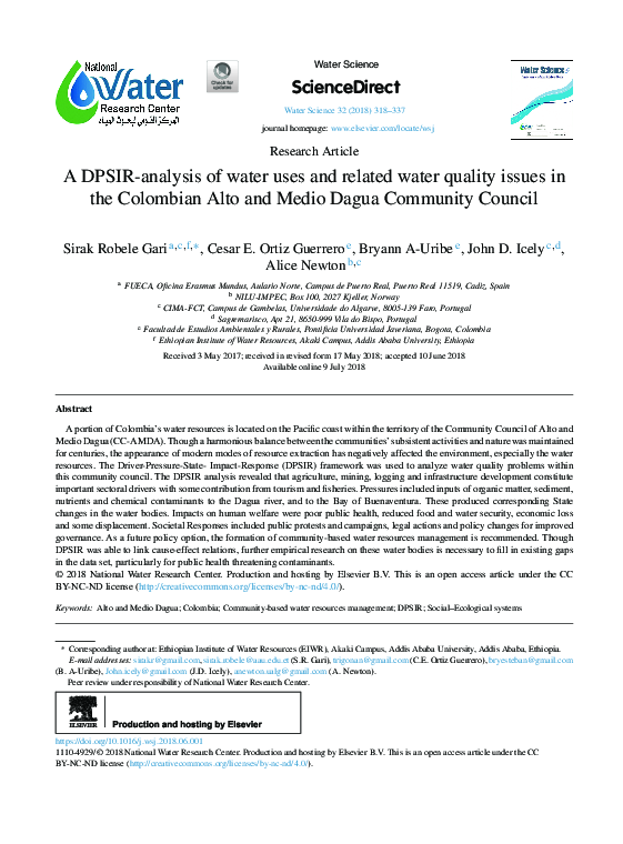 (PDF) A DPSIR-analysis of water uses and related water quality issues ...