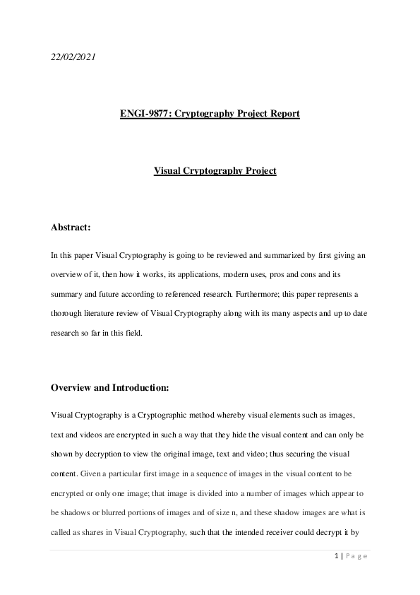 PDF) Cryptography Project Report Visual Cryptography