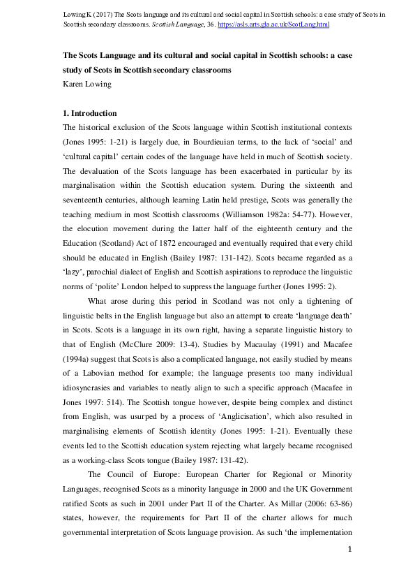 (PDF) The Scots language and its cultural and social capital in ...
