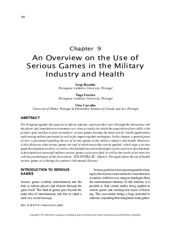 (PDF) An Overview on the Use of Serious Games in the Military Industry ...