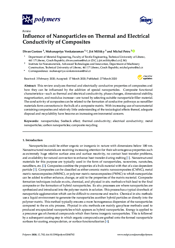 (PDF) Influence of Nanoparticles on Thermal and Electrical Conductivity ...