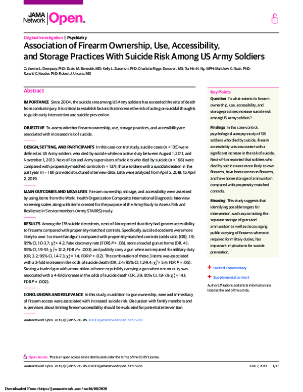 (PDF) Suicide Attempts Among US Army Soldiers