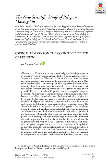 (PDF) Critical Remarks on the Cognitive Science of Religion