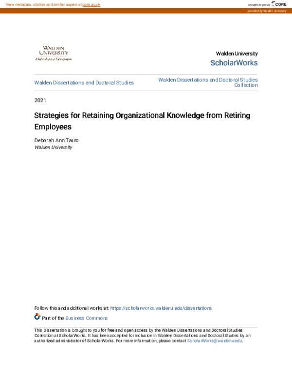 (PDF) Strategies for Retaining Organizational Knowledge from Retiring