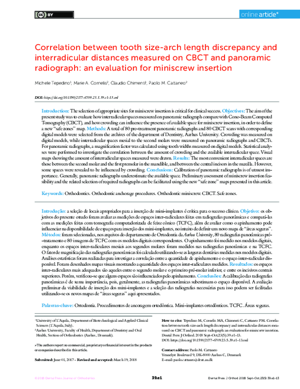 (PDF) Correlation between tooth size-arch length discrepancy and ...