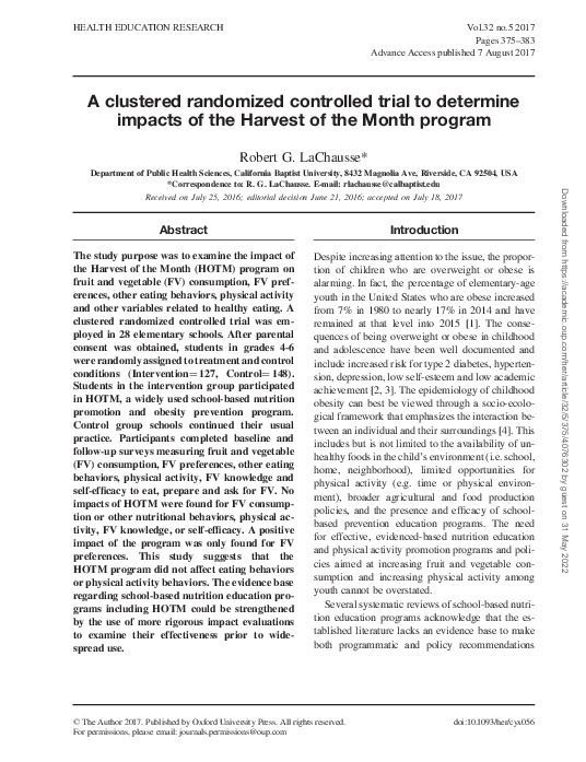 (PDF) A clustered randomized controlled trial to determine impacts of ...
