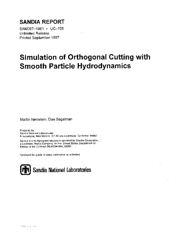 (PDF) Simulation of orthogonal cutting with smooth particle hydrodynamics