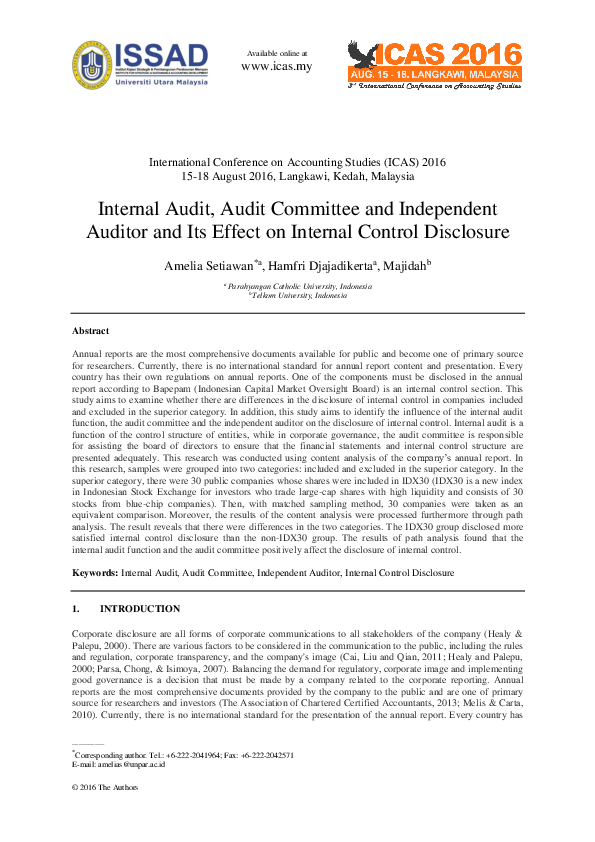 (PDF) Internal audit, audit committee and independent auditor and its ...