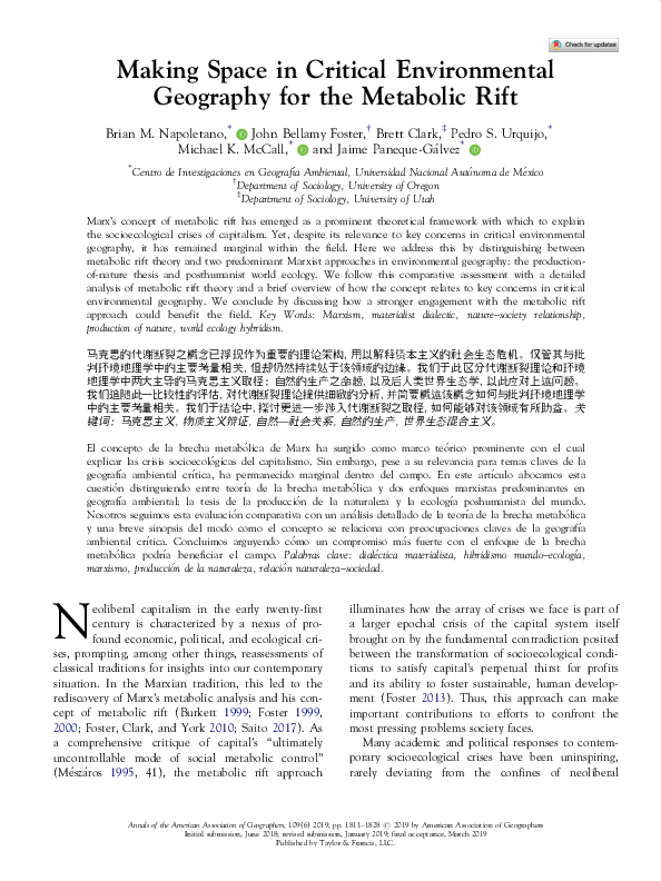(PDF) Making Space in Critical Environmental Geography for the ...
