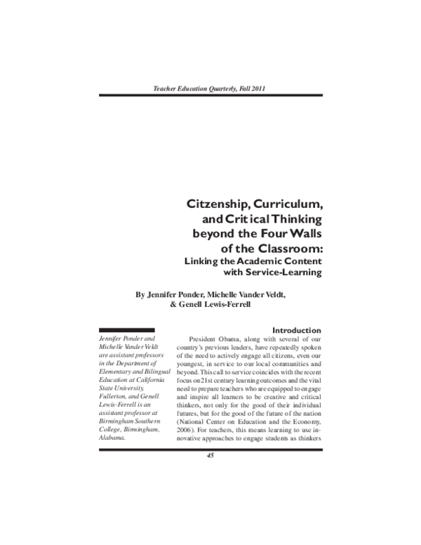 (PDF) beyond the Four Walls of the Classroom Linking the Academic