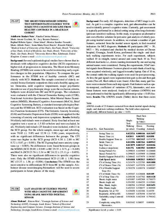 (PDF) Gait Analysis of Elderly People with Mild Cognitive Impairment ...