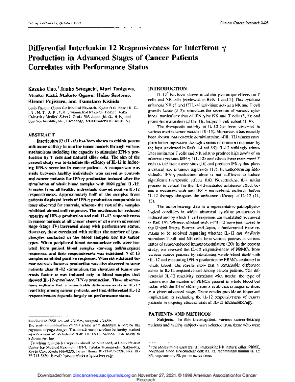 (PDF) Differential interleukin 12 responsiveness for interferon gamma ...