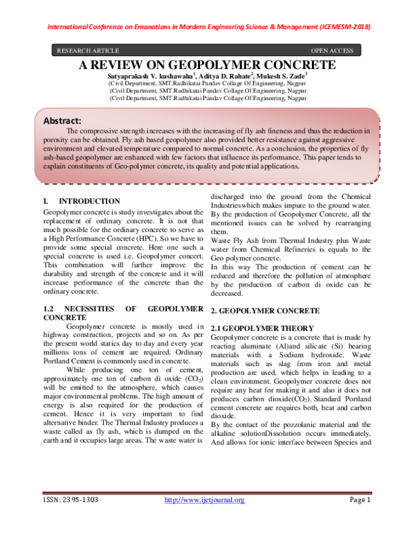 (PDF) A Review on Geopolymer Concrete