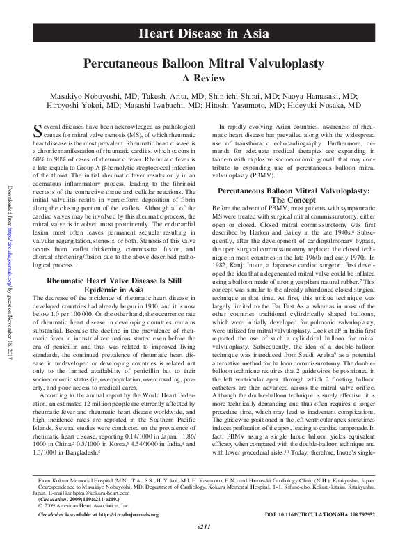 (PDF) Percutaneous Balloon Mitral Valvuloplasty: A Review