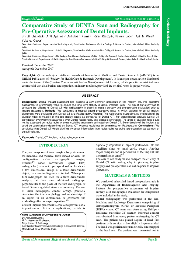(PDF) Comparative Study of DENTA Scan and Radiography for Pre-Operative ...