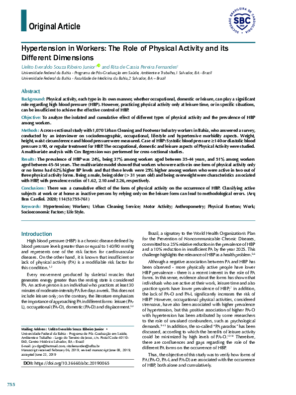 (PDF) Hypertension in Workers: The Role of Physical Activity and its ...