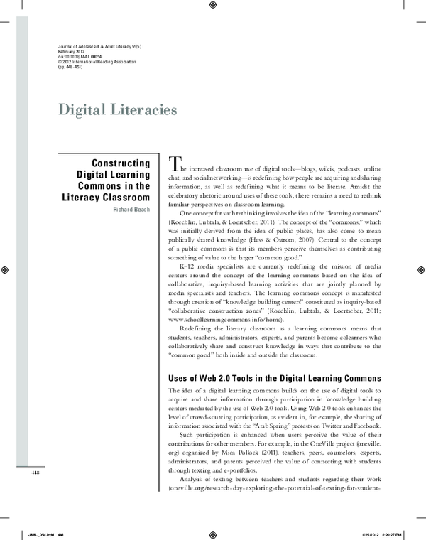 (PDF) Constructing Digital Learning Commons in the Literacy Classroom