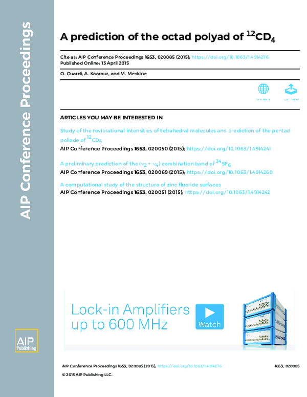 (PDF) A prediction of the octad polyad of 12CD4