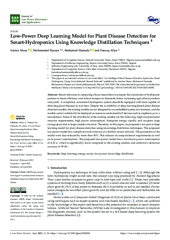 (PDF) Low-Power Deep Learning Model for Plant Disease Detection for ...